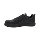 Side View of Women’s Airwalk Arena Low Composite Toe Work Shoe in Black – featuring a composite safety toe, slip-resistant outsole, and cushioned insole for comfort.