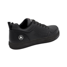 Side View of Women’s Airwalk Arena Low Composite Toe Work Shoe in Black – featuring a composite safety toe, slip-resistant outsole, and cushioned insole for comfort.