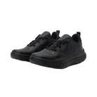Side view of Women’s Alegria Solstyce athletic shoe in all black – featuring lightweight breathable upper, cushioned midsole, and flexible outsole.