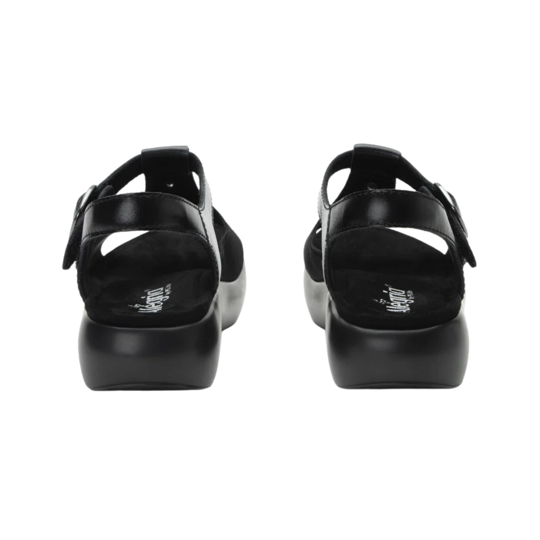 Back View of Women’s Alegria Betsie Stretch shoe in nightly black – featuring a cushioned removable footbed, supportive heel counter, and slip-resistant outsole for lasting comfort.