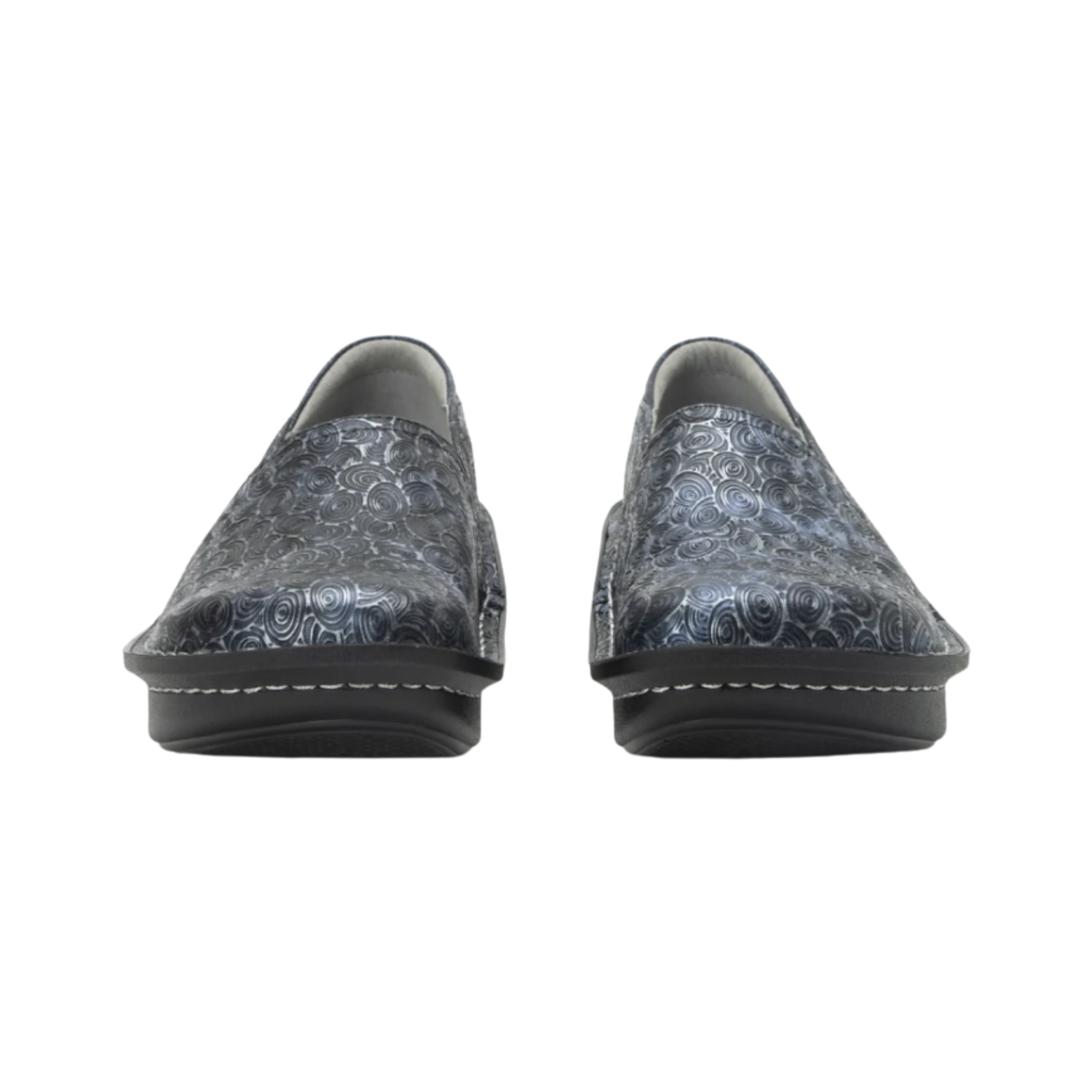 Front View of Women’s Alegria Debra professional shoe in Spherical – featuring a slip-resistant rubber outsole designed to reduce the risk of falls on wet or slick floors, deep tread patterns for stable footing, and durable material for extended wear.