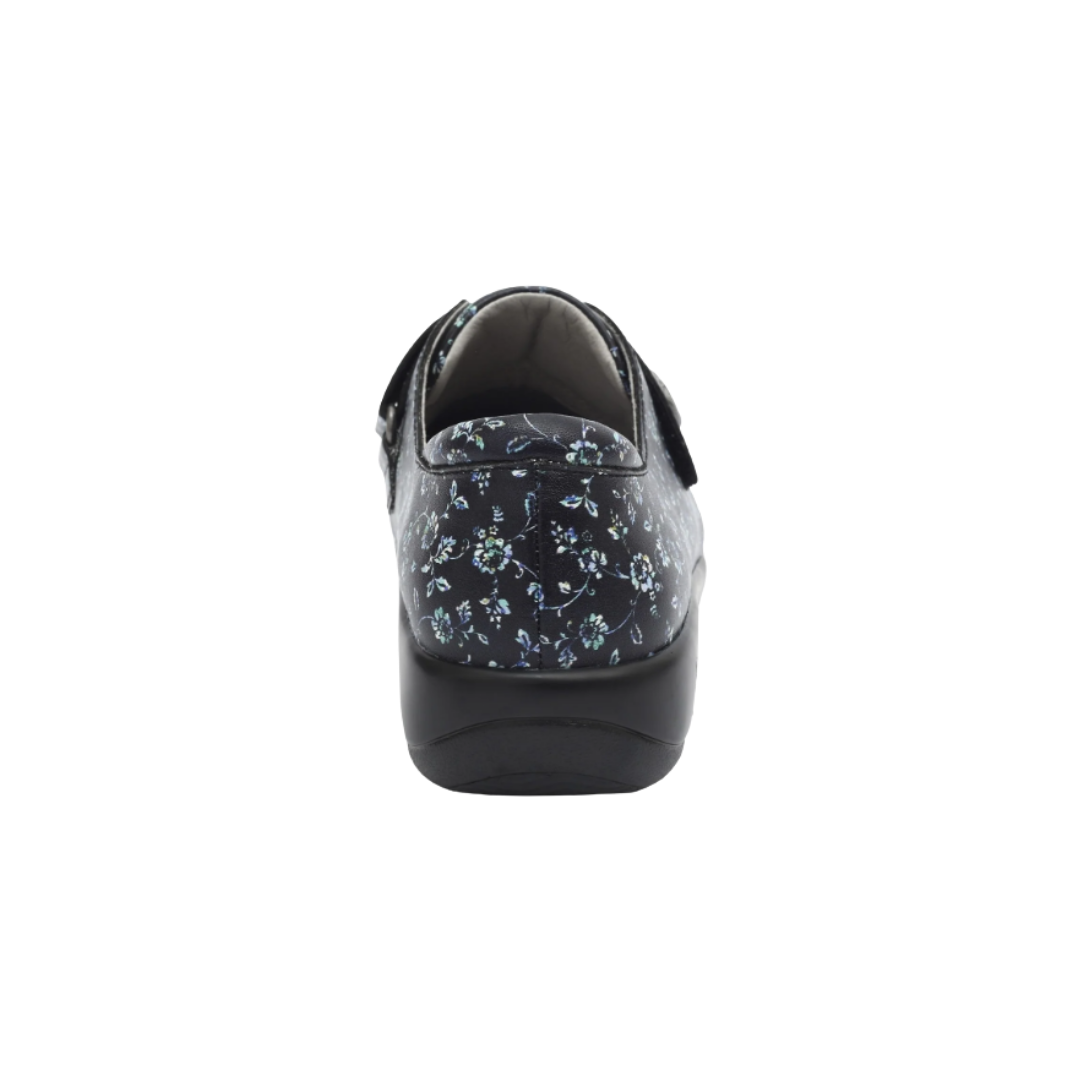Back View of Women’s Alegria Joleen shoe in Work Pretty print – featuring a cushioned removable footbed, supportive heel counter, and slip-resistant outsole for all-day wear.