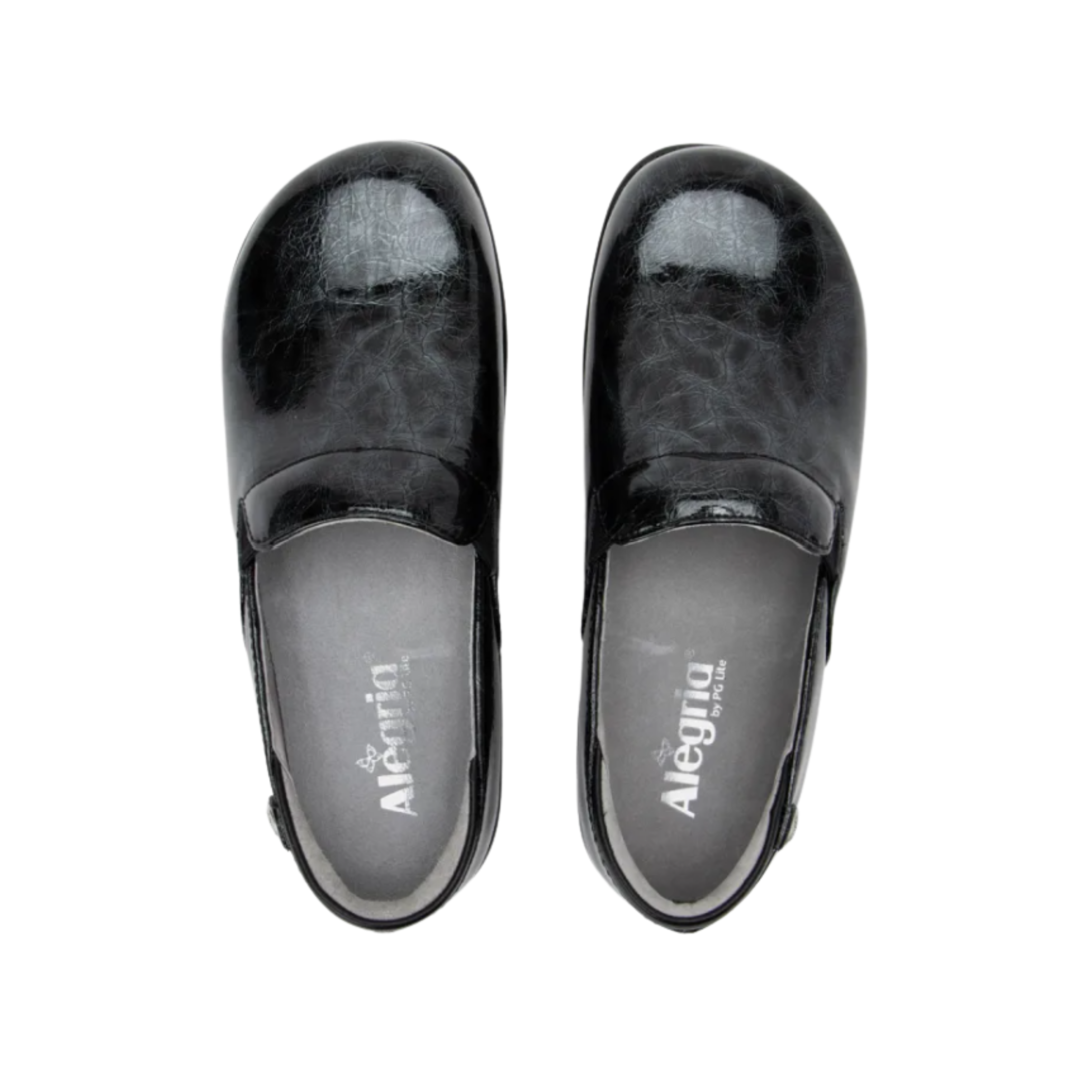 Top View of Women’s Alegria Keli Mantle slip-on shoe in multicolor metallic leather – featuring a stain-resistant metallic leather upper, cushioned removable footbed, and spacious rounded toe box.