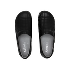Top View of Women’s Alegria Keli Plaid To Meet You slip-on shoe in multicolor plaid pattern – featuring a stain-resistant leather upper, cushioned removable footbed, and roomy rounded toe box.