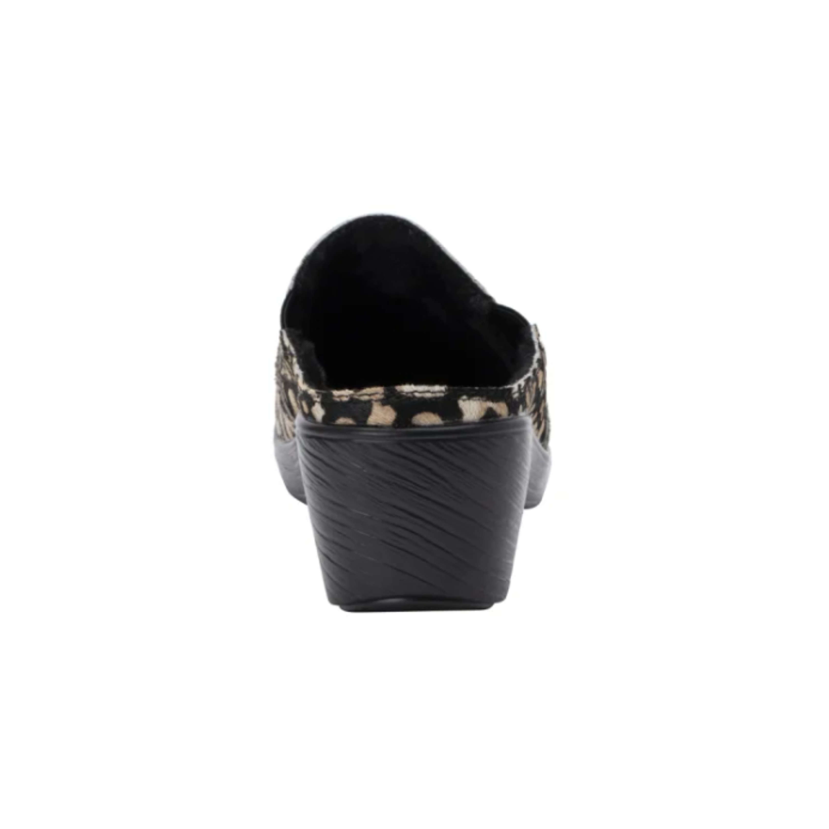 Back View of Women’s Alegria Sereniti shoe in Tundra – featuring a padded collar for ankle comfort, a reinforced heel cup for secure positioning, and a low heel lift to ease pressure on the lower back and knees.