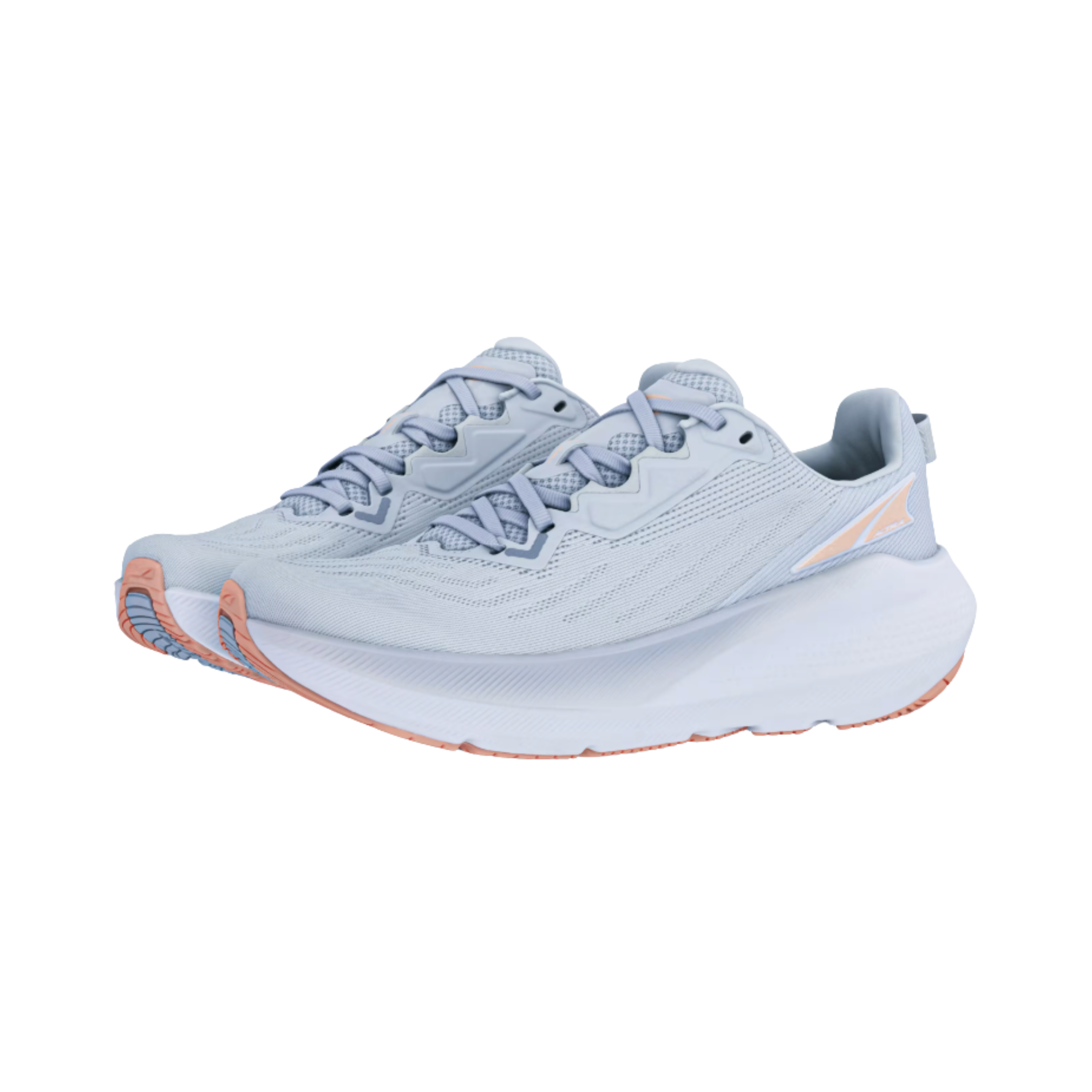 Side view of women’s Altra FWD Via in light grey – featuring a breathable mesh upper, cushioned midsole for comfort, and durable outsole for traction.