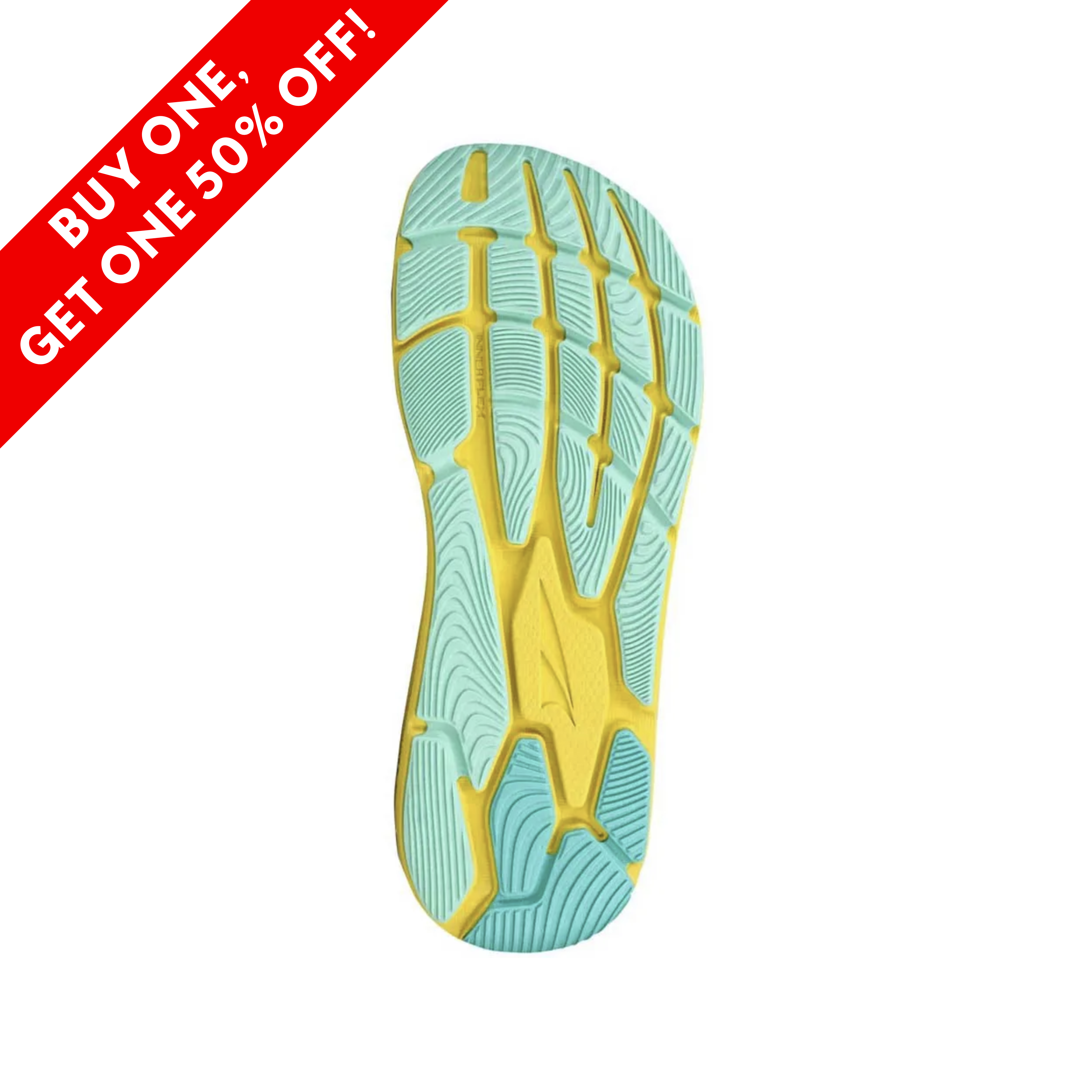Bottom view of men’s Altra Paradigm 6 in Gray/Yellow – Featuring a durable, traction-enhancing outsole, cushioned midsole for comfort, and a flexible design for stability and support on various terrains.
