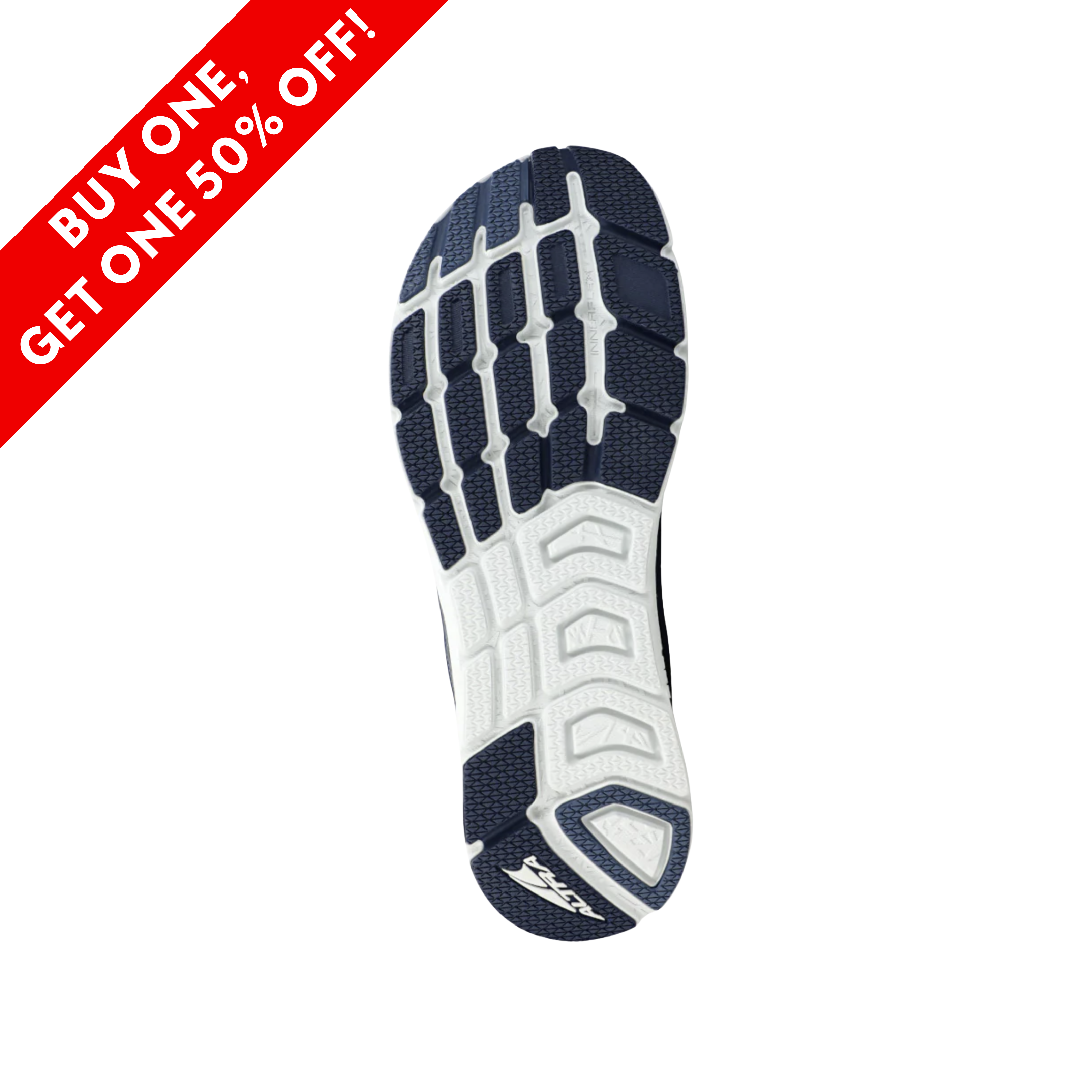 Bottom View of Men’s Altra Rivera 2 Running Shoe in Navy – featuring a durable tread pattern, providing excellent grip and stability on various surfaces.