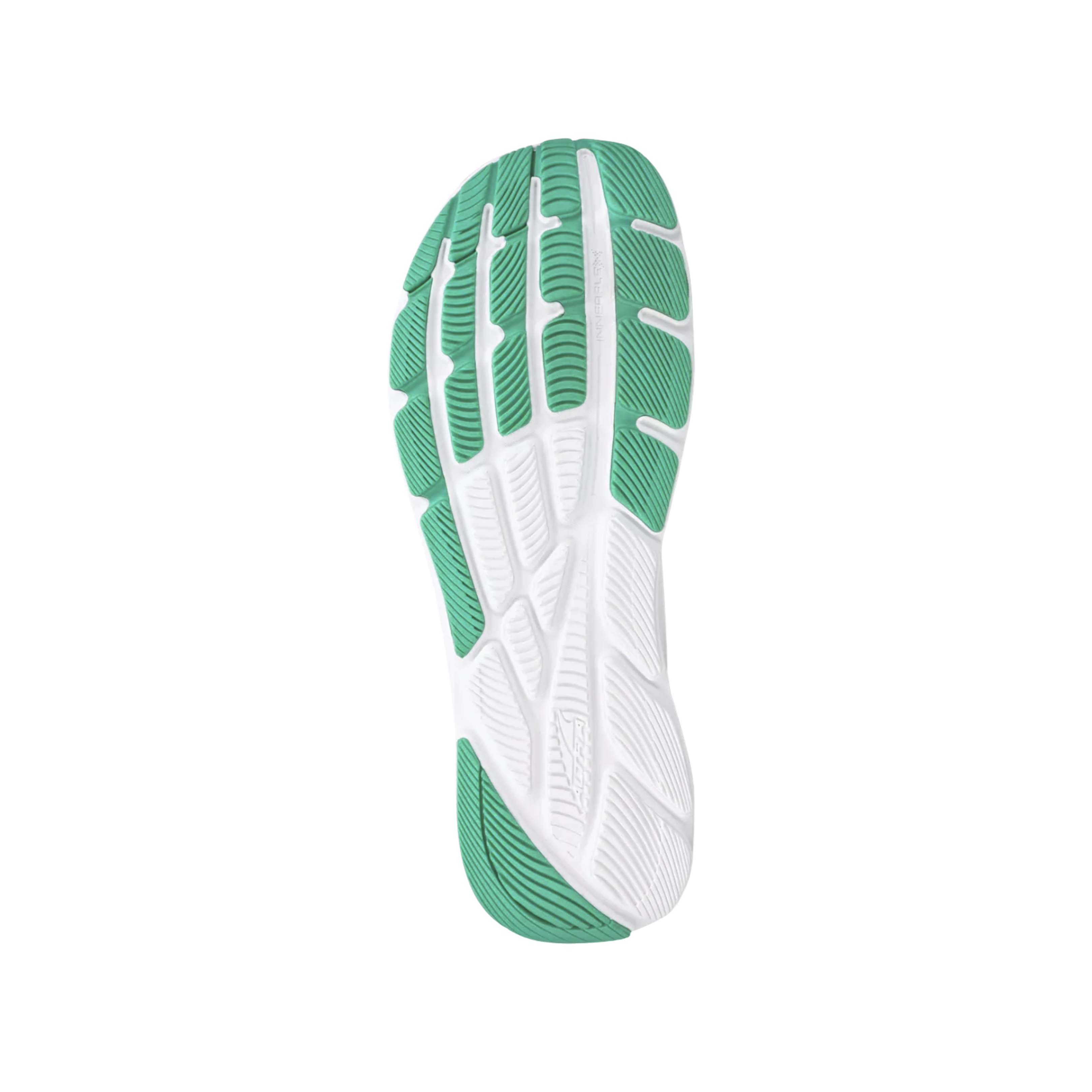 Bottom View of Men’s Altra Rivera 3 Running Shoe in Black – featuring a durable, grippy outsole with traction grooves designed for optimal performance on various terrains.