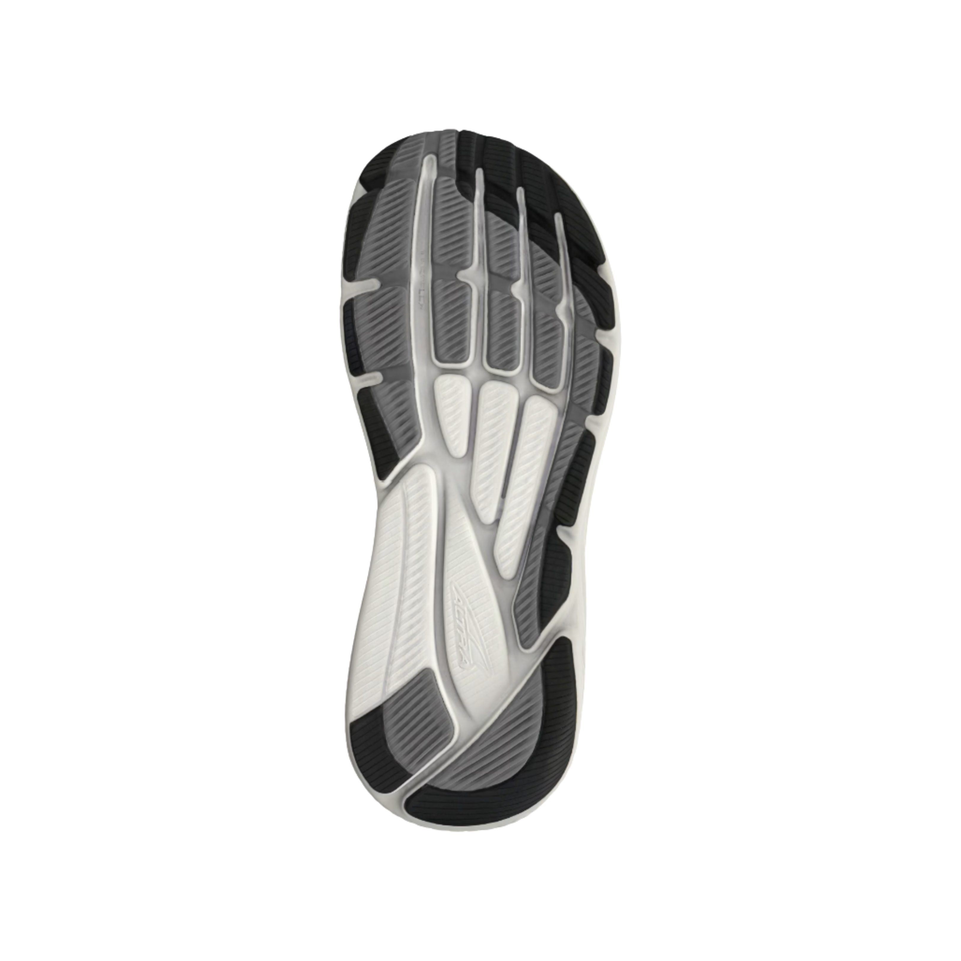 Top View of men’s Altra Via Olympus 2 Trail Shoe in Gray – Features include a cushioned midsole for long-lasting comfort, durable mesh upper for breathability, and an innovative rock plate for underfoot protection.