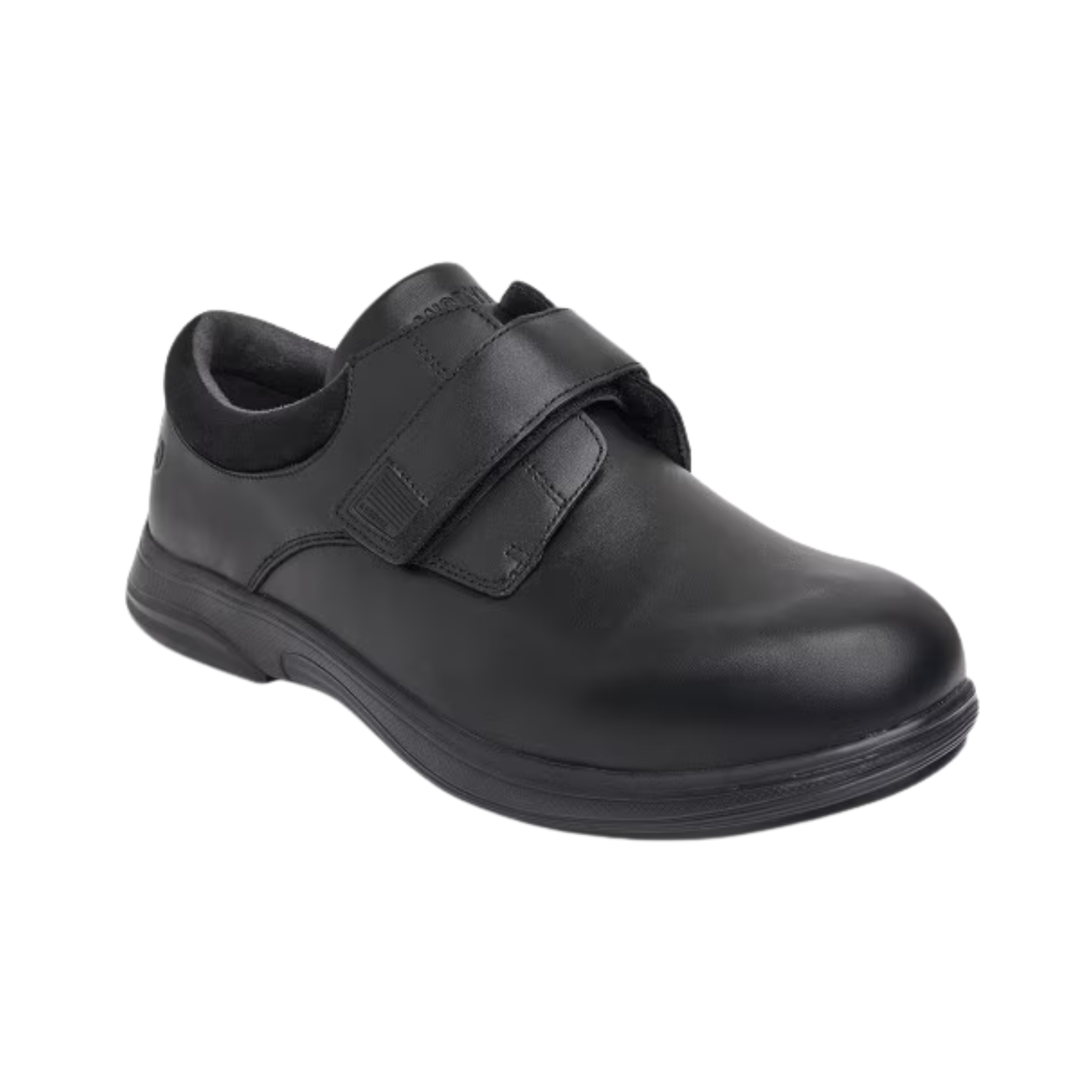 Side view of Men’s Anodyne Casual Double Depth 88 in Black – Features include a flexible outsole, supportive fit, and roomy design for foot swelling or orthotics.