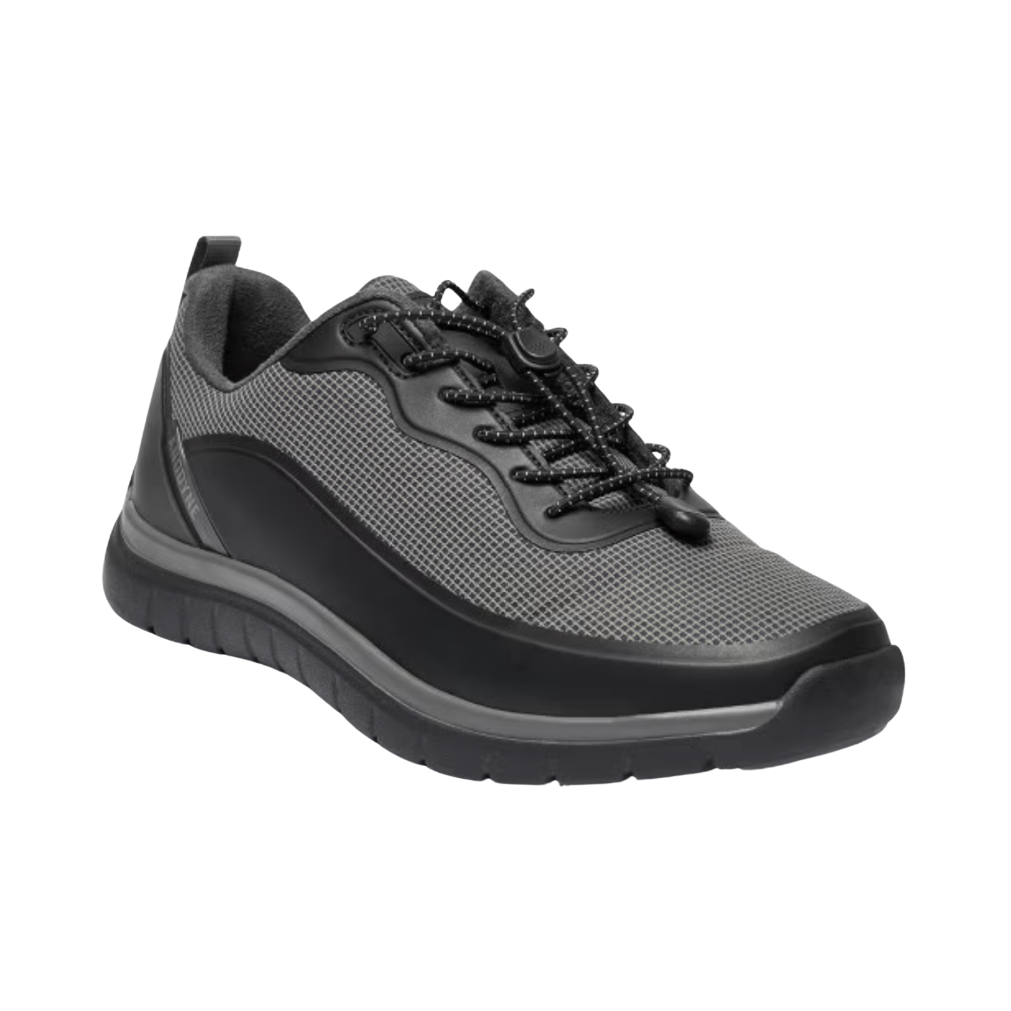 Angled View of Men’s Anodyne 16 Sport Sprinter in black – featuring a modern athletic profile, breathable and supportive upper design, and contoured insole for cushioning and arch support.