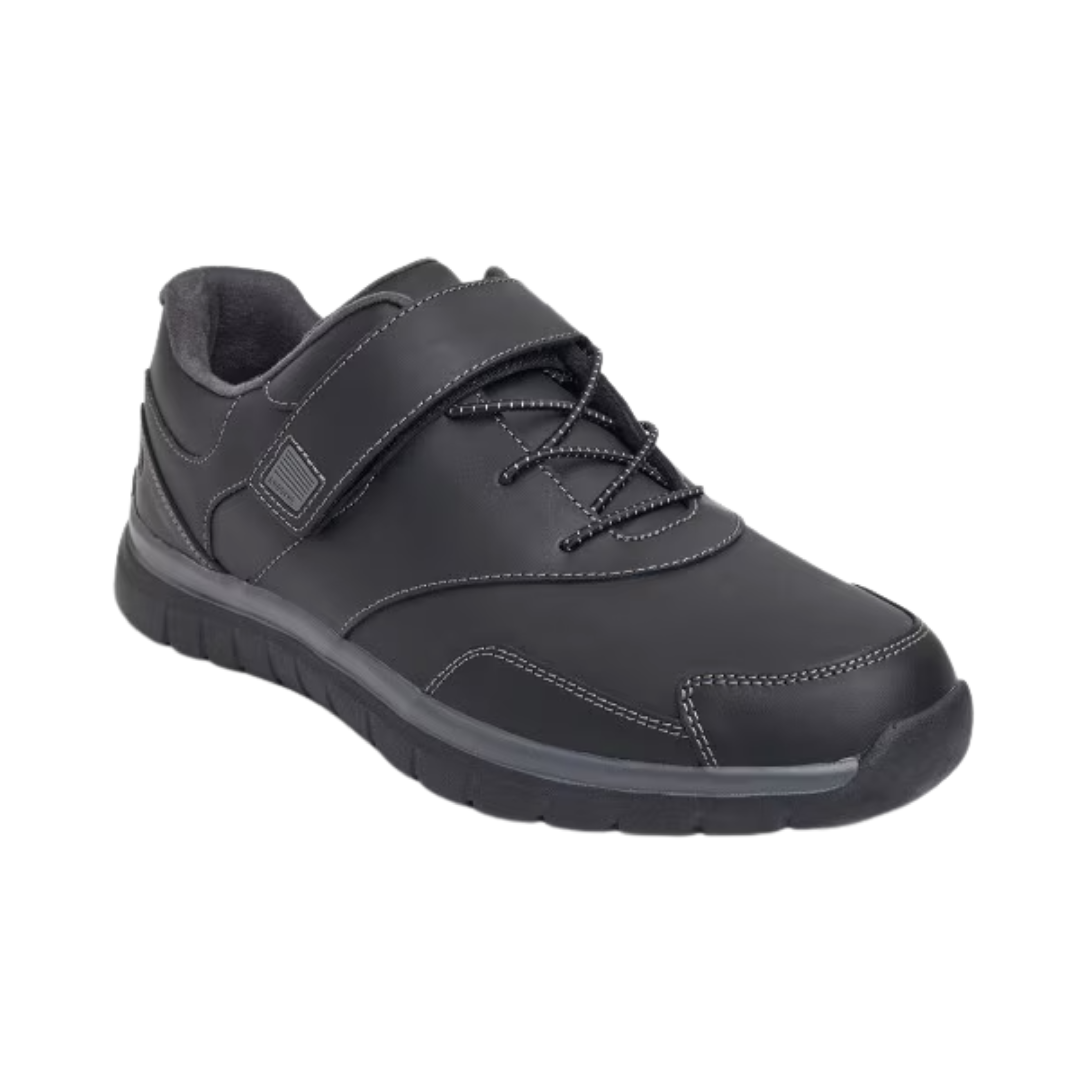 Side view of Men’s Anodyne Sport Walker 38 in Black – Features include a sleek, athletic silhouette, slip-resistant outsole for improved traction, and a secure, supportive fit for active wear.