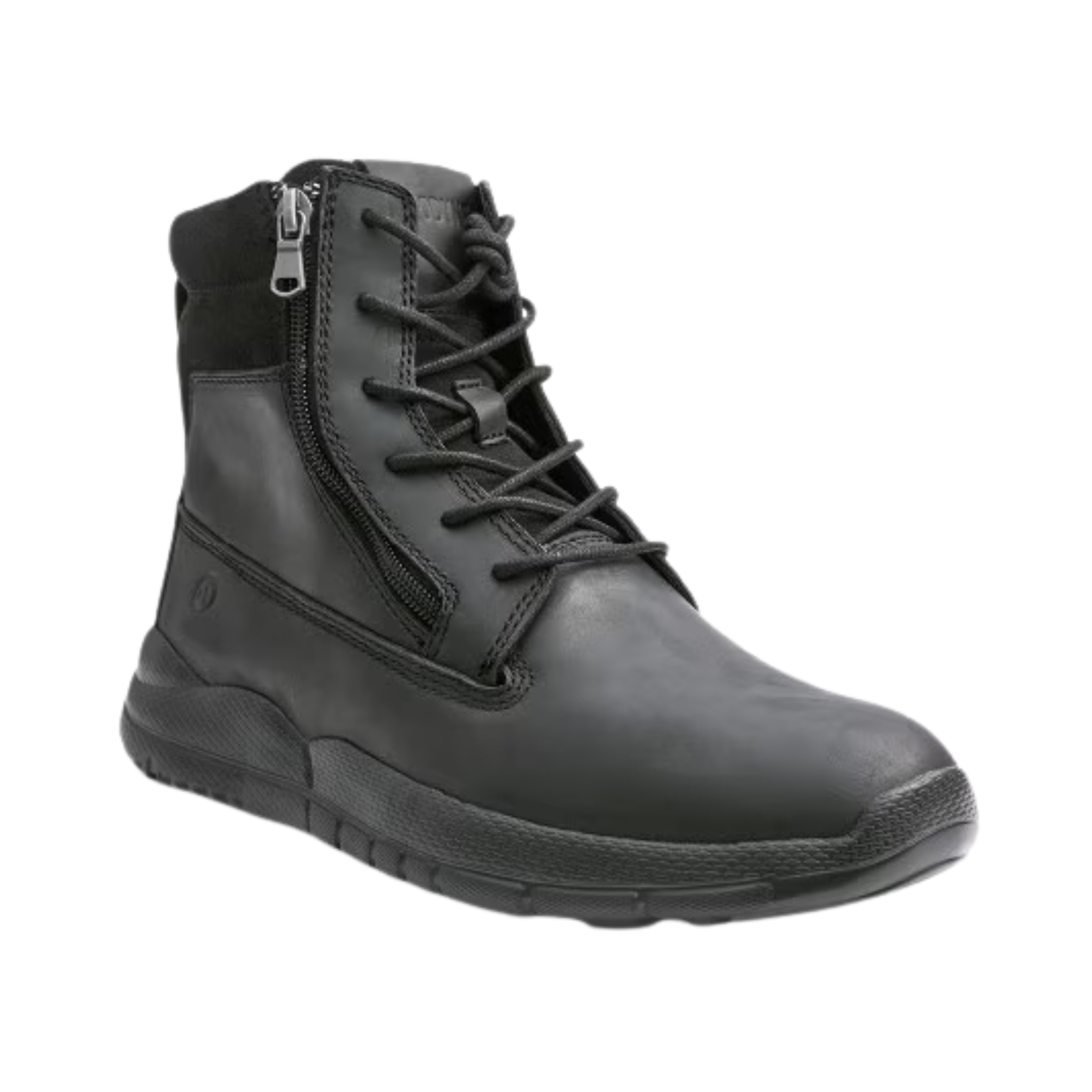 Side view of Anodyne Trail Worker in Oil Black for Men – Featuring a reinforced toe box for added protection, combined with a sleek, functional design for durability in demanding environments.