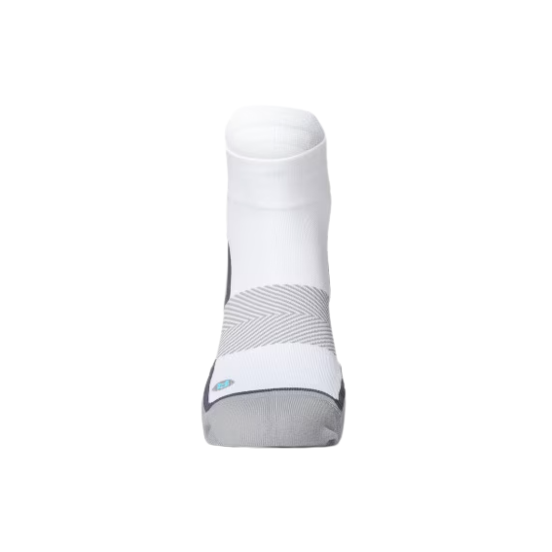 Top View of Anodyne 8 Quarter Length Diabetic Sock in white – featuring a non-binding cuff to promote circulation, contoured fit to reduce bunching, and soft stretch fabric for enhanced mobility.