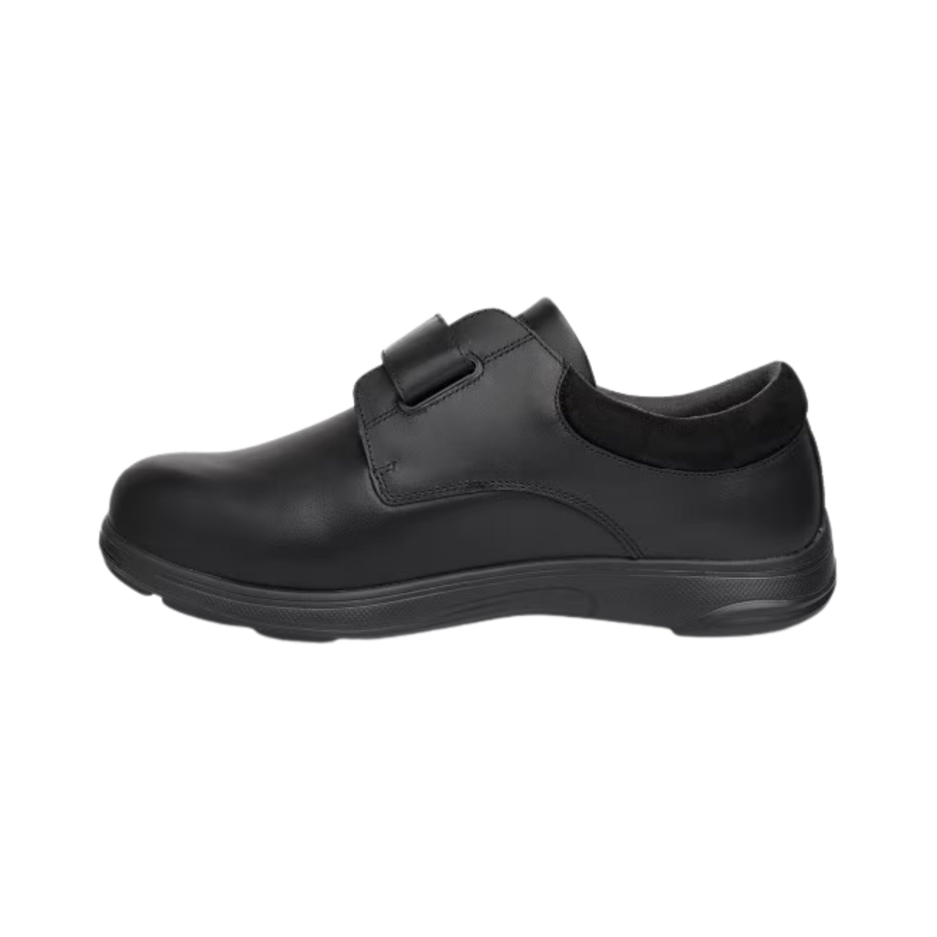 Side view of Men’s Anodyne Casual Double Depth in Black – Featuring a seamless design with extra depth to enhance comfort and fit for those with foot conditions such as swelling or sensitive feet.