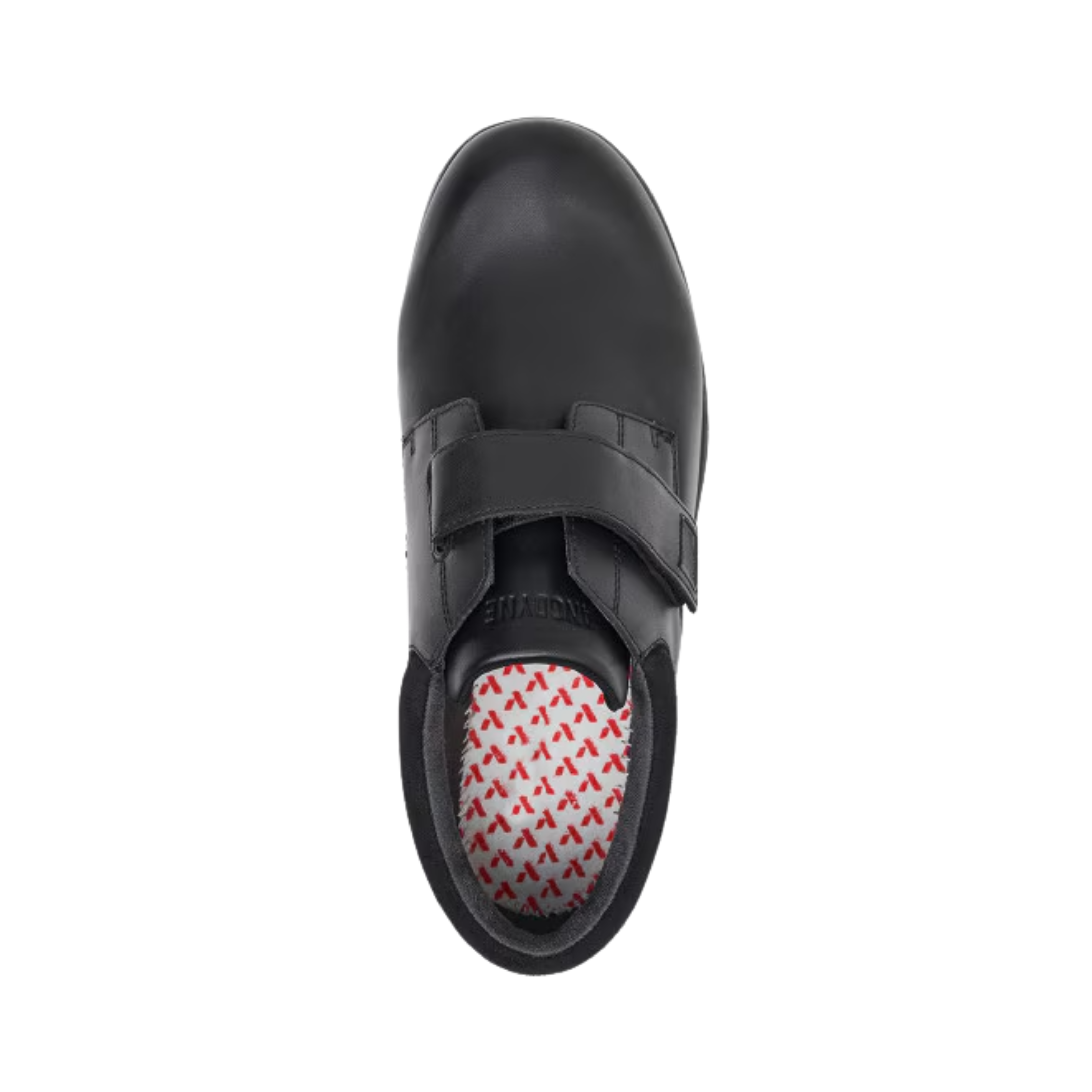 Top view of Men’s Anodyne Casual Double Depth in Black – Featuring a sleek, polished leather upper designed for a professional look with added depth to accommodate custom orthotics.