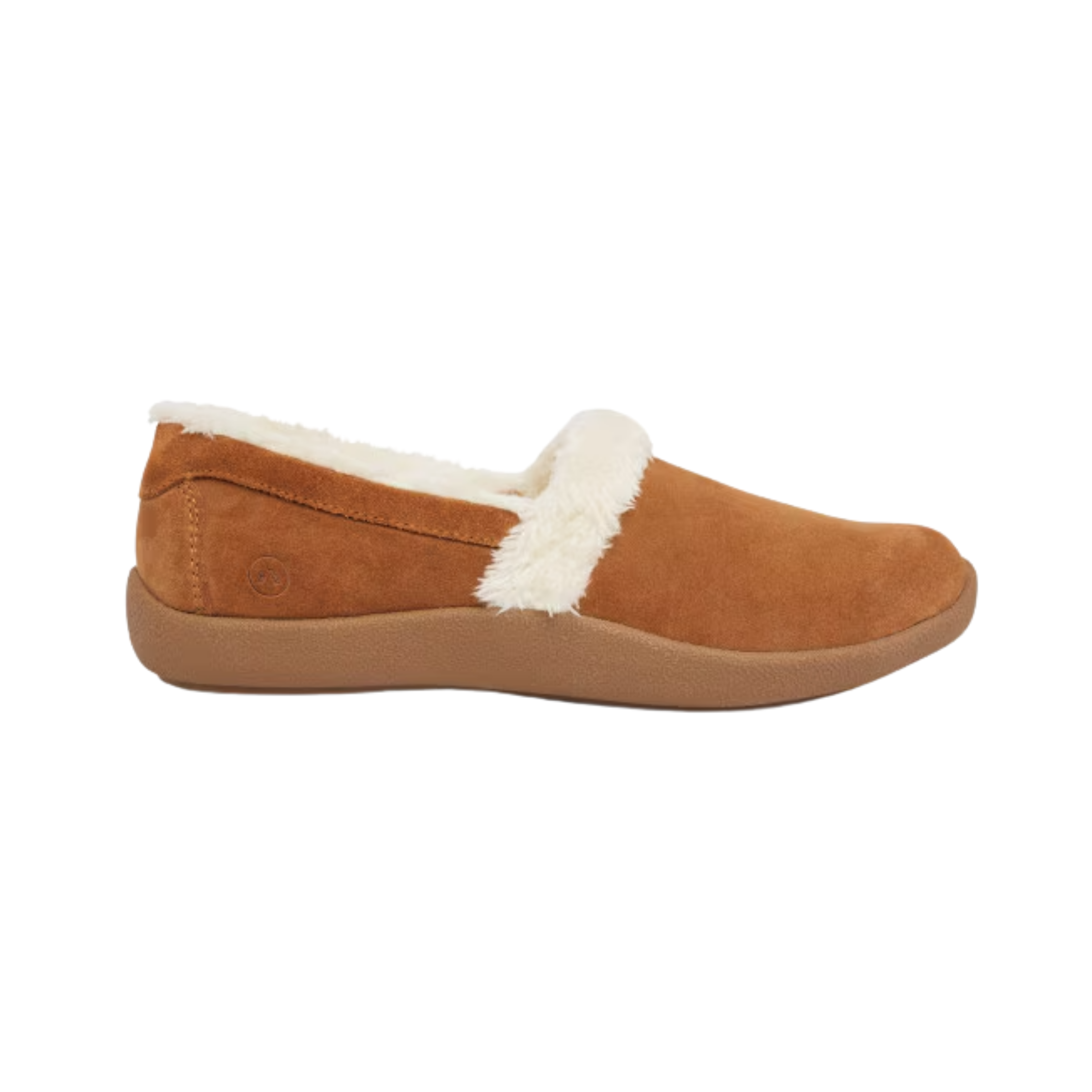 Side view of Women’s Anodyne Slipper Smooth Toe in Camel – Featuring a flexible, cushioned sole for comfort and a relaxed fit for all-day wear.