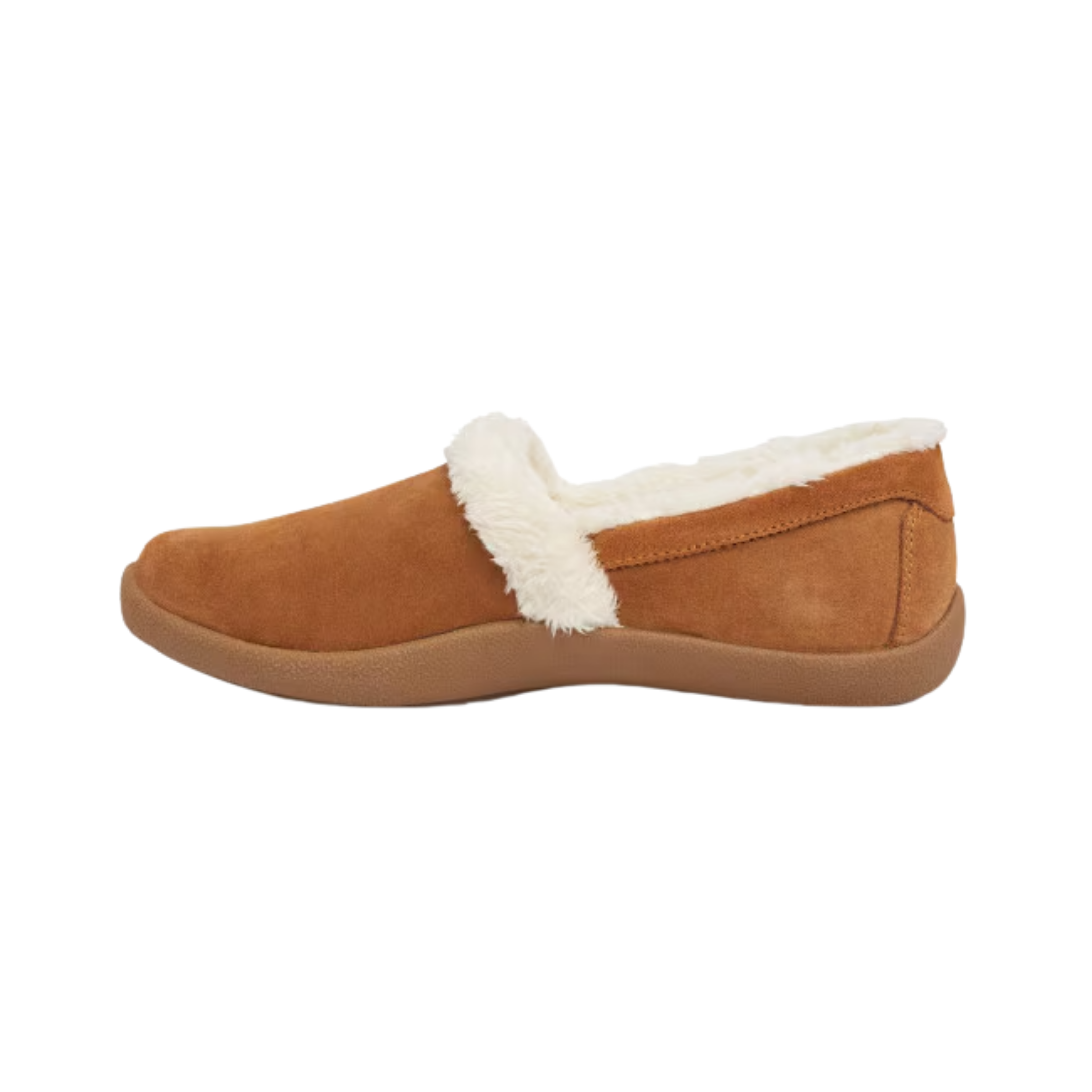 Side view of Women’s Anodyne Slipper Smooth Toe in Camel – Featuring a flexible, cushioned sole for comfort and a relaxed fit for all-day wear.