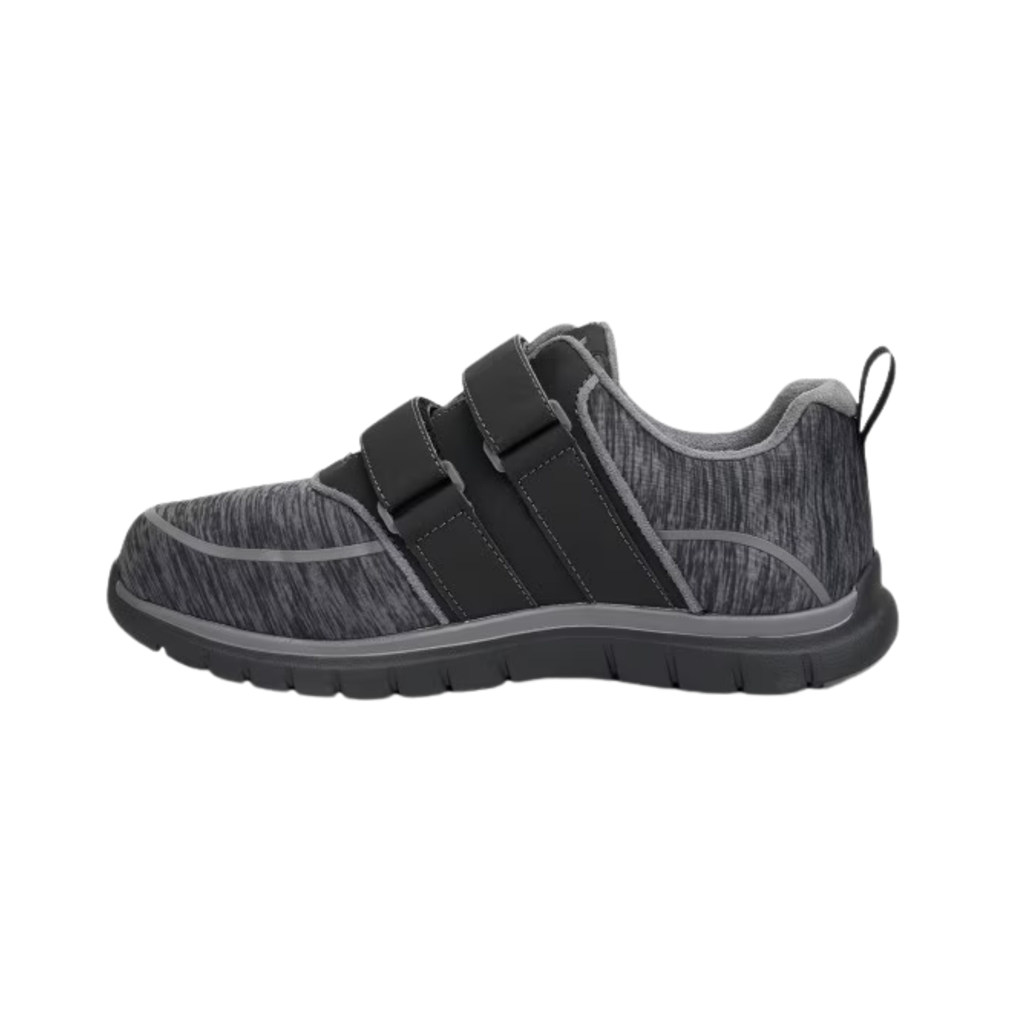 Side view of Women’s Anodyne Sport Double Depth in Black/Grey – Featuring extra-depth construction to accommodate foot swelling, orthotics, or custom inserts for added comfort.