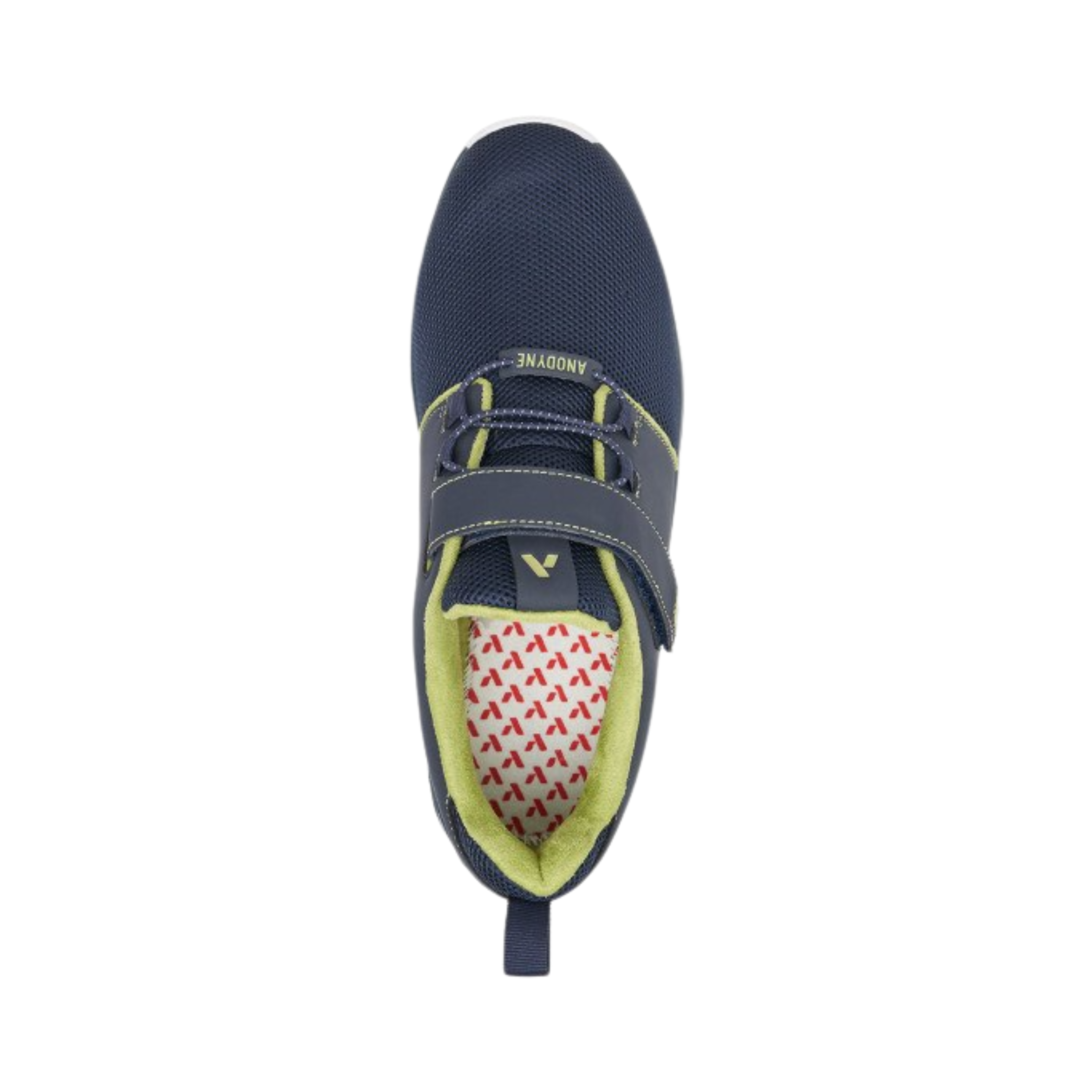 Top view of Men’s Anodyne Sport Jogger in Blue/Green – Featuring a breathable mesh upper with reinforced overlays for durability and support during active movements.