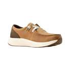 Side view of Men’s Ariat Buckeye waterproof casual shoe in brown and white – featuring waterproof leather upper, supportive sole, and comfortable insole for all-day wear.