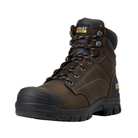 Side view of Women’s Ariat Treadfast 6-inch waterproof work boot in dark brown and black – featuring waterproof leather upper, supportive ankle collar, durable outsole, and slip-resistant sole for safety.