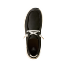 Top View of Women’s Ariat Buckeye Waterproof Casual Shoe in satin black – featuring a cushioned, removable insole, secure lace-up design, and sleek full-grain leather upper with waterproof construction.