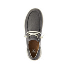 Top View of Women’s Ariat Hilo Casual Shoe in washed black – featuring a cushioned insole, breathable textile upper, and easy slip-on design with lace-up detail.