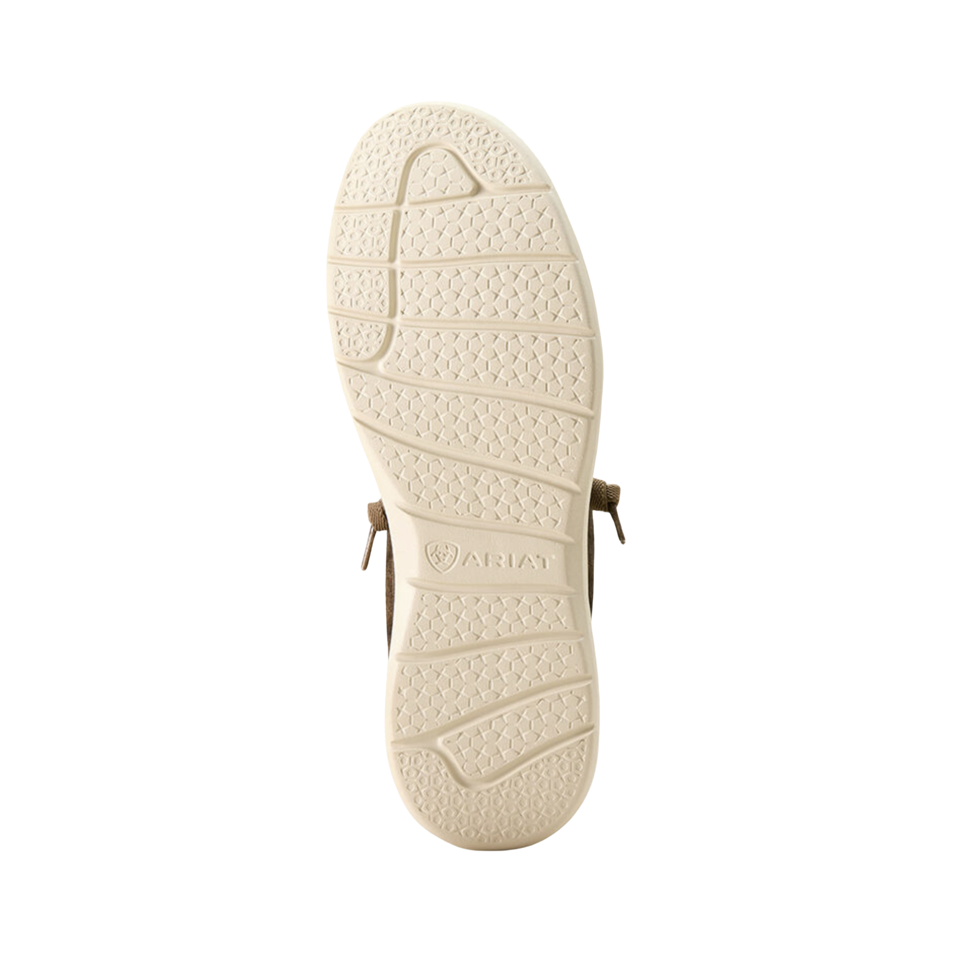 Bottom View of Men’s Ariat Hilo Casual Shoe in western brown – featuring a textured outsole for traction, lightweight materials, and flexible construction.