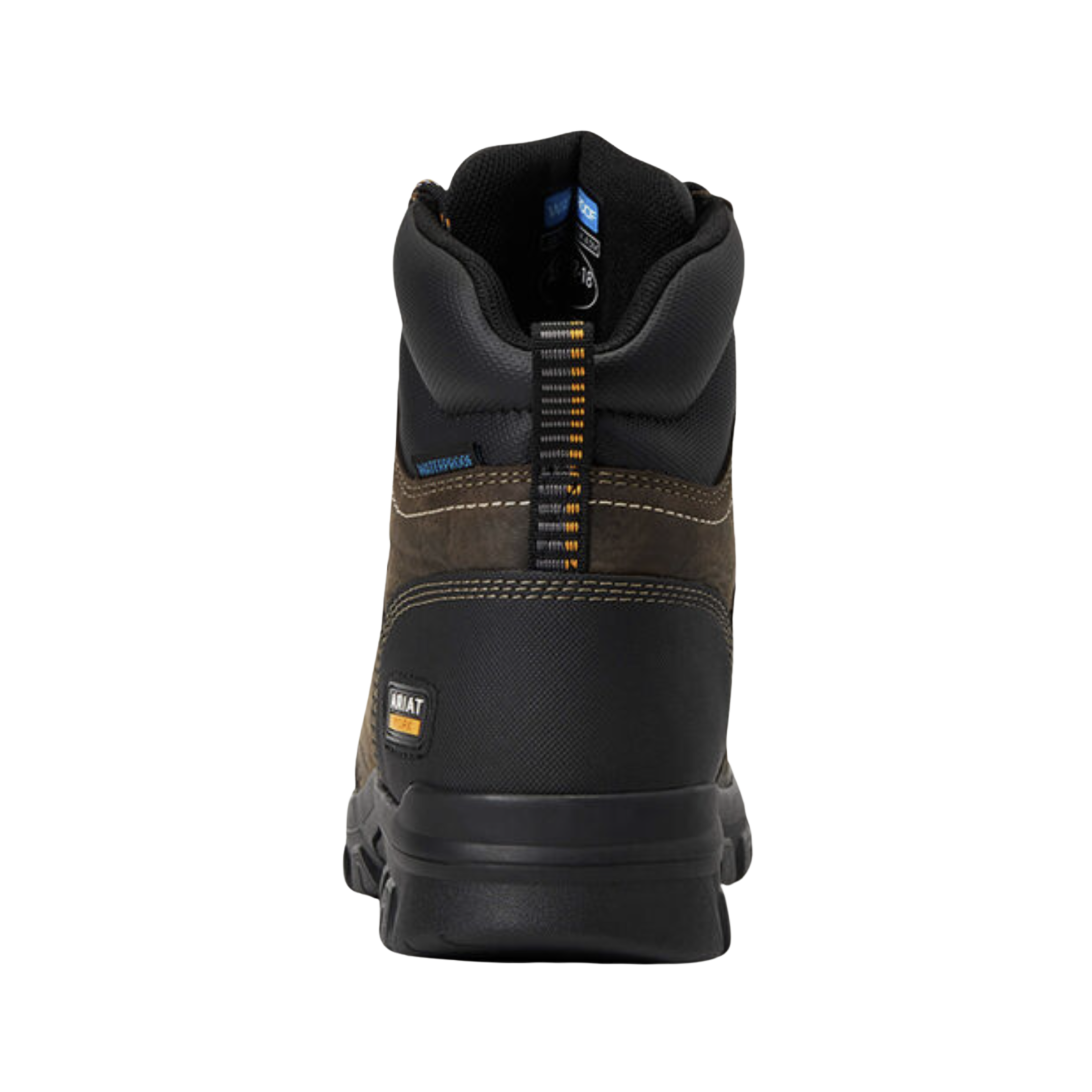 Back View of Women’s Ariat in dark brown – featuring a pull tab for easy wear, padded collar for comfort, and reinforced heel for added protection.