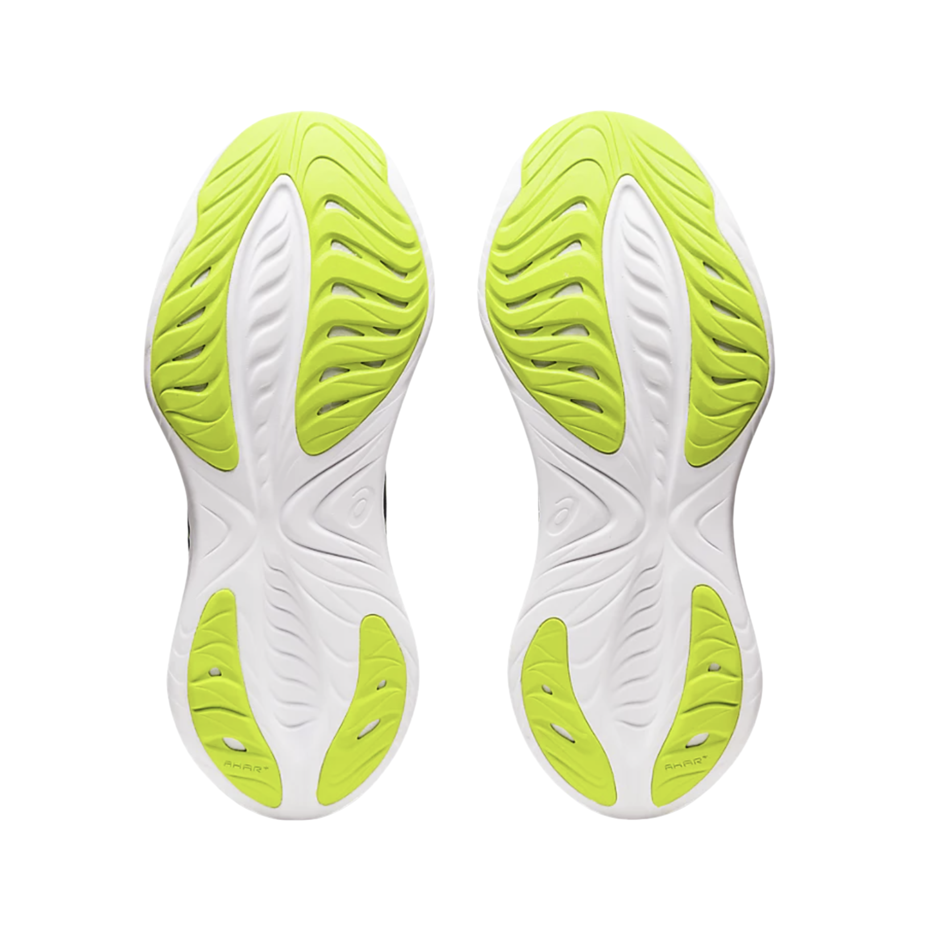 Bottom View of Men’s Asics Gel-Cumulus 25 running shoe in blue – featuring a durable rubber outsole with flex grooves, AHAR technology for high-abrasion resistance, and strategic tread pattern for enhanced grip and traction.