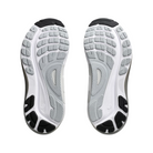 Bottom View of Men’s Asics Gel-Kayano 31 running shoe in white piedmont grey – featuring a durable AHAR rubber outsole, flex grooves for smooth stride transitions, and textured tread for stable traction and grip.