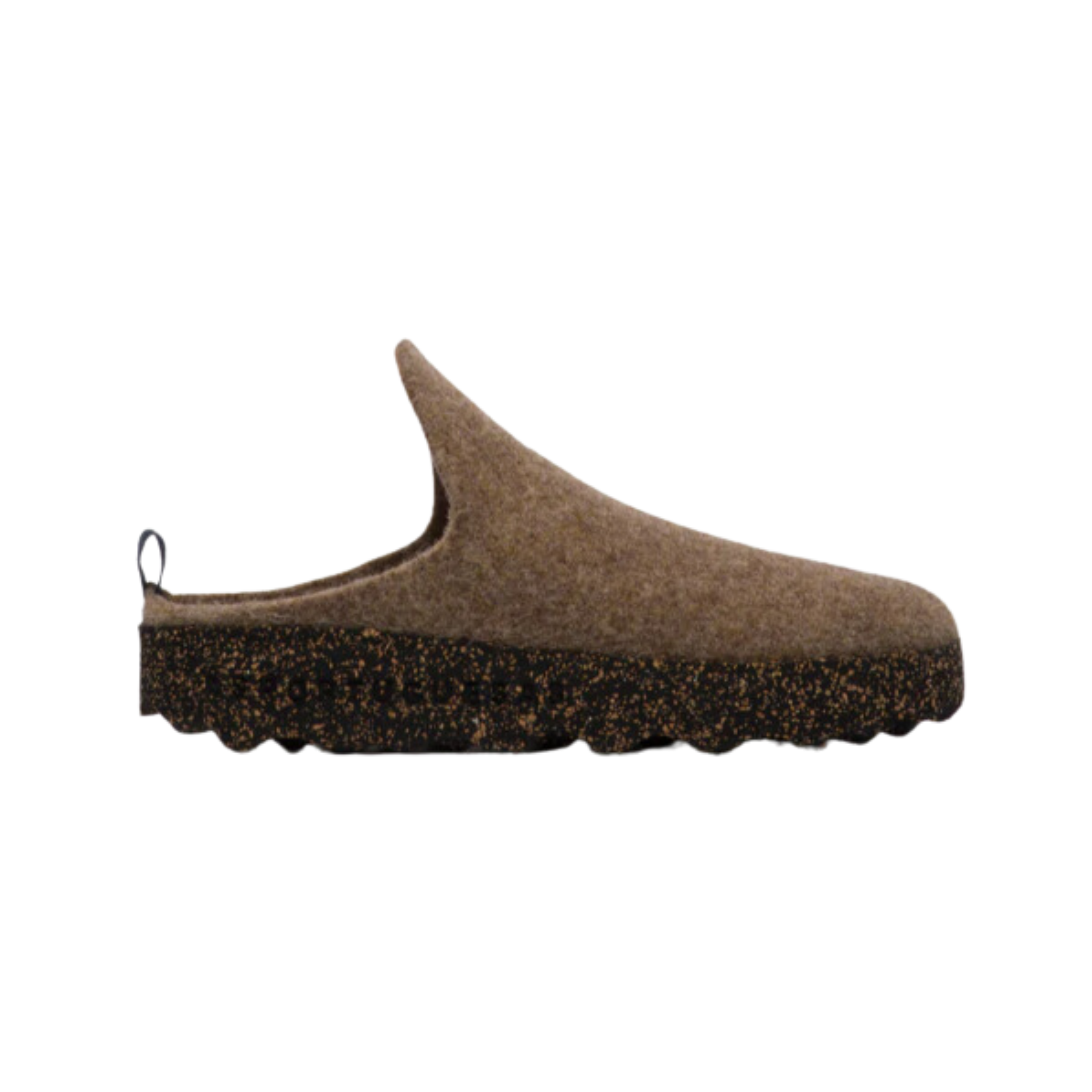 Side view of Women’s Asportuguesas Come in Taupe – featuring a rounded wool toe in soft taupe, minimal seam construction, and wide elastic gore for easy slip-on access and flexible comfort.