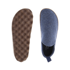 Top and Bottom view of Asportuguesas City in Blue ReWooly – featuring a cork-infused rubber outsole with textured wave tread, durable and flexible for everyday grip on smooth or uneven surfaces.