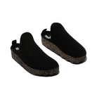 Top view of Asportuguesas Come in Black – featuring a slip-on bootie-style opening with elastic gore panels, molded foot shape, and clean lines for a cozy, snug fit.