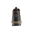 Back view of Men’s Avenger Romeo work shoe in brown – features include rear pull tab for easy on/off, padded heel collar, reinforced heel counter, and contrast stitching for a rugged look.