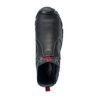 Top View of Men’s Avenger Ripsaw Slip On alloy toe work shoe in black – featuring breathable mesh lining to keep feet dry, memory foam footbed for superior cushioning, and slip-on design with elastic gore panels for a secure, adaptive fit.