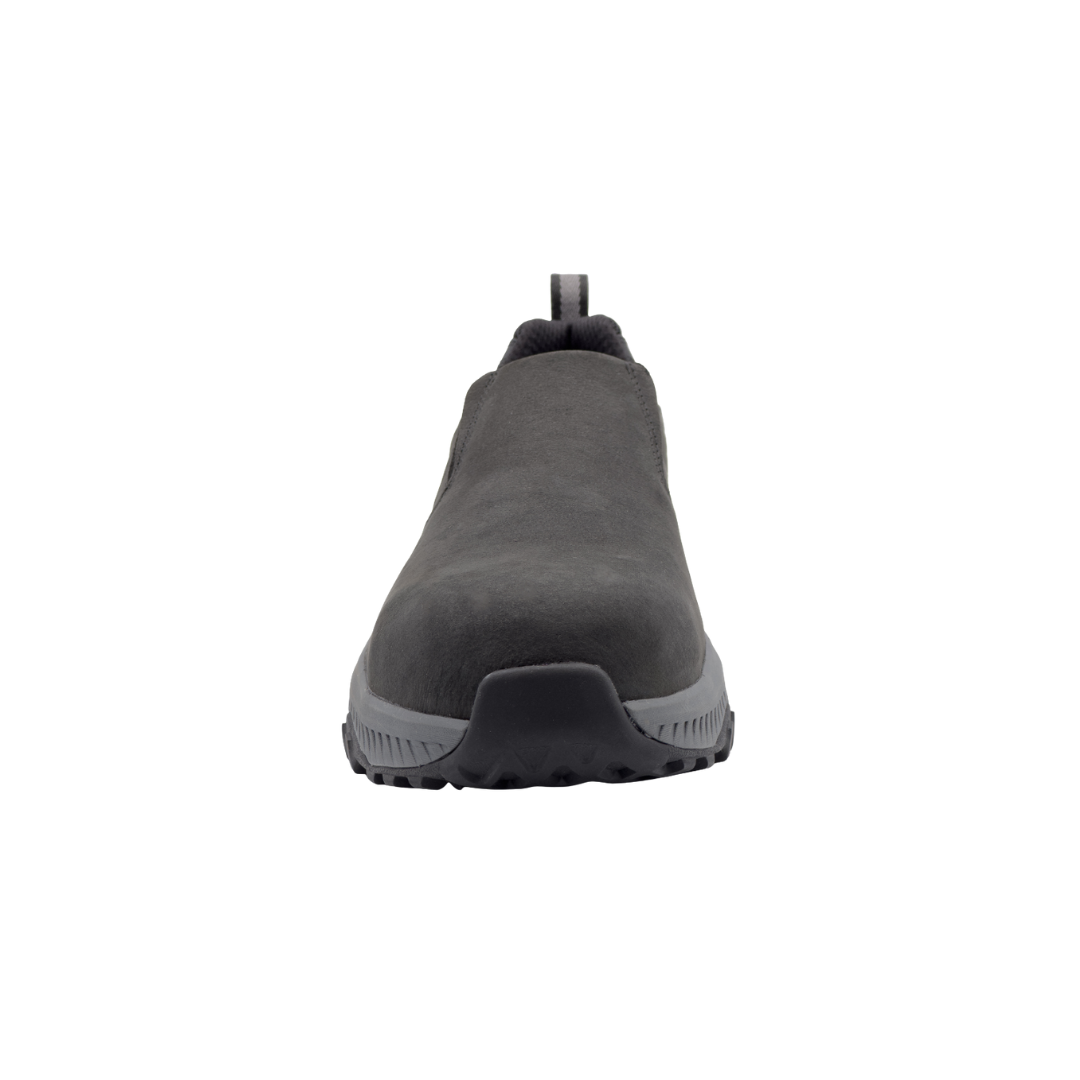 Front View of Men’s and Women’s Avenger Summit Trail Composite Toe Boot in Black – featuring a strong composite toe for impact protection, a roomy toe box for comfort, and a lace-up design that ensures a secure and adjustable fit.