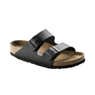 Side view of Men’s Birkenstock Arizona SFB Birko-Flor sandal in Black – featuring a classic two-strap design with an ergonomic cork footbed for all-day comfort and a durable, stylish finish.