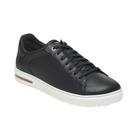 Side view of women’s Birkenstock Bend Low Leather sneaker in black – featuring a minimalist silhouette, padded collar for extra support, and soft leather construction for a premium feel.