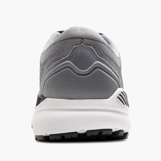Back view of Brooks Addiction GTS 15 Men’s in Chili Oil/Gray/Ebony – Featuring a supportive heel counter for a secure, locked-in fit and added stability throughout the stride.