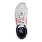 Top view of Women’s Brooks Addiction GTS 15 in Oyster/Peacoat/Lilac Rose – featuring a breathable engineered mesh upper, traditional lace-up closure, and padded tongue for enhanced comfort.