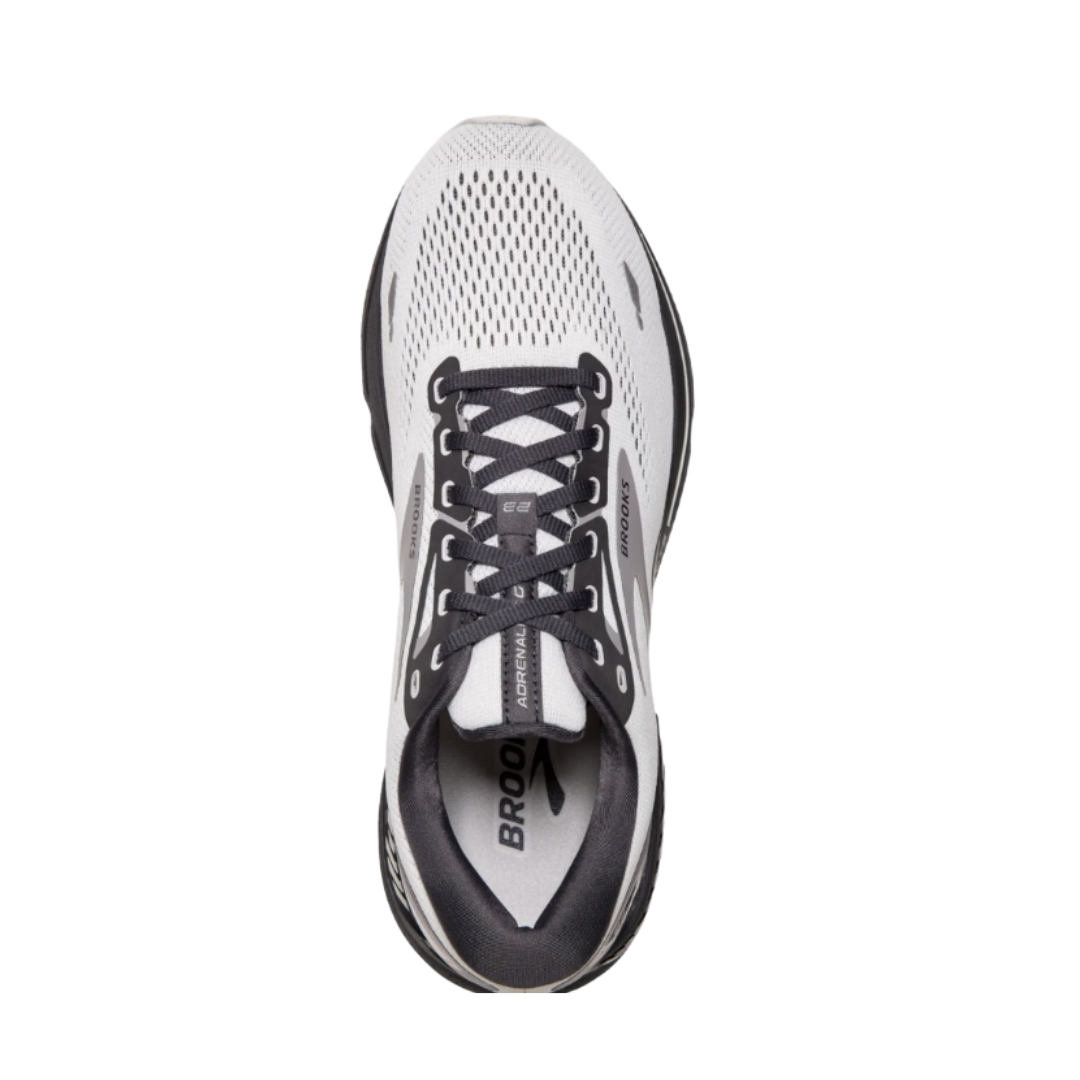 Top view of Men’s Brooks Adrenaline GTS 23 running shoe – featuring breathable engineered mesh upper, padded tongue, and secure lace-up closure for a snug, supportive fit.