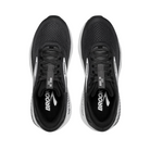 Top view of Women’s Brooks Ariel GTS 24 running shoe in ebony, black, and white – featuring padded tongue and collar for comfort, moisture-wicking lining to keep feet dry, and secure lace-up closure for locked-in fit.