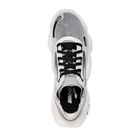 Front View of Women’s Brooks Aurora-BL running shoe in white alloy black – featuring a breathable mono-mesh upper with rounded toe, padded tongue for comfort, and lace-up closure for a secure and adaptive fit.
