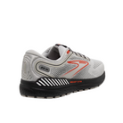 Side view of Men’s Brooks Beast GTS 23 in Grey/Scarlet/Ebony – featuring GuideRails® holistic support system for stability, DNA LOFT v3 cushioning for responsive comfort, and a sleek design for modern aesthetics.
