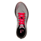 Top view of Women’s Brooks Catamount trail running shoe in Alloy/Pink/Black – featuring a DNA FLASH midsole for responsive cushioning, TrailTack rubber outsole for superior traction, and sleek design lines for a modern aesthetic.
