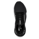 Front View of Men’s Brooks Glycerin 21 running shoe in black grey white – featuring a breathable engineered mesh upper with rounded toe, padded tongue for comfort, and secure lace-up closure for a snug fit.