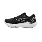 Side View of Men’s Brooks Glycerin 21 running shoe in black grey white – featuring a breathable engineered mesh upper, nitrogen-infused DNA LOFT v3 cushioning for ultra-soft comfort, and durable rubber outsole for smooth transitions.